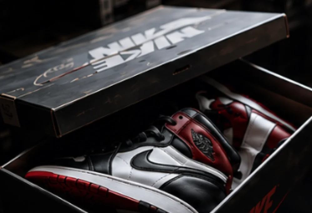 Sneakers stored inside a shoebox